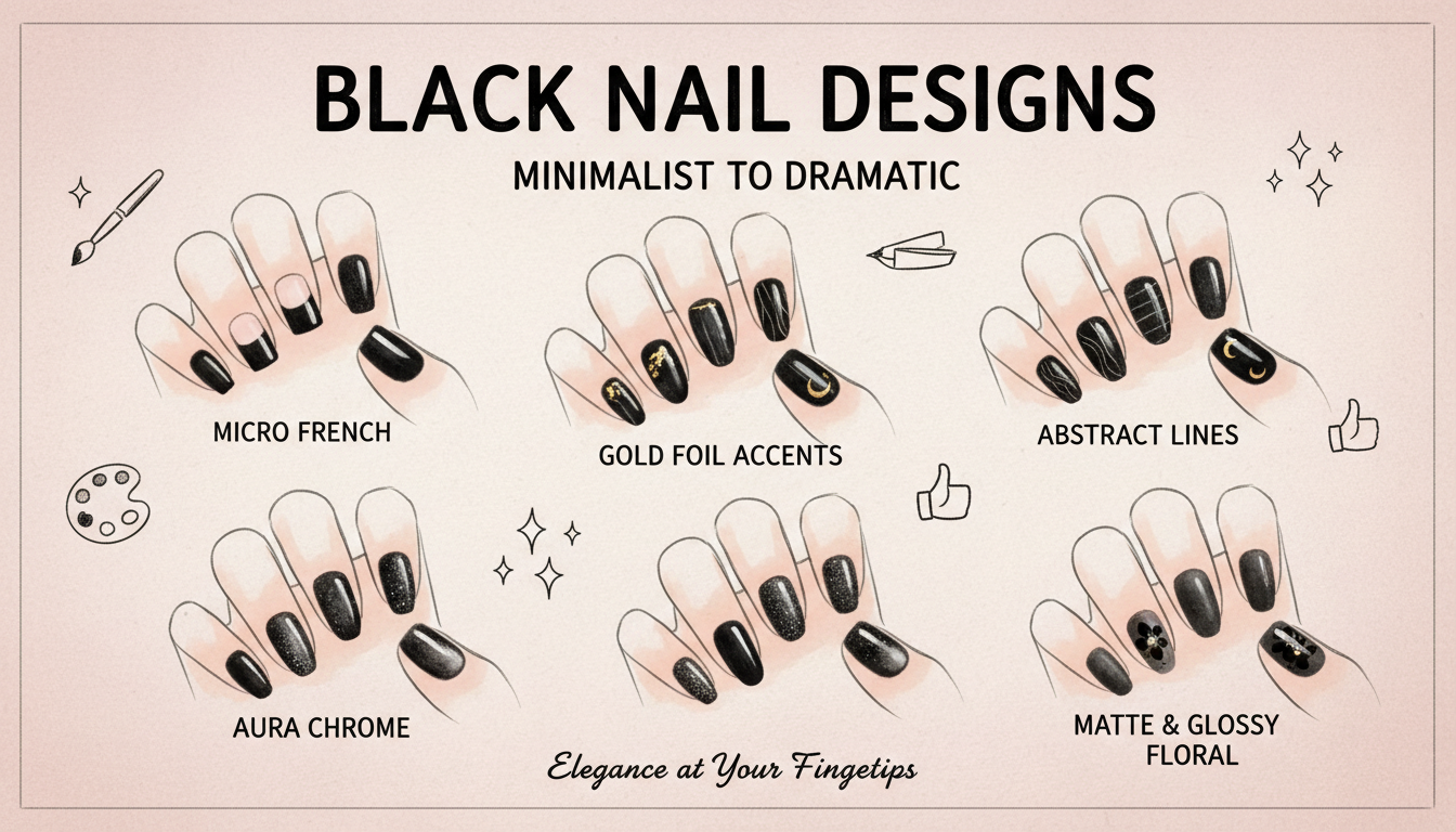 Black Nail Designs: Minimalist to Dramatic