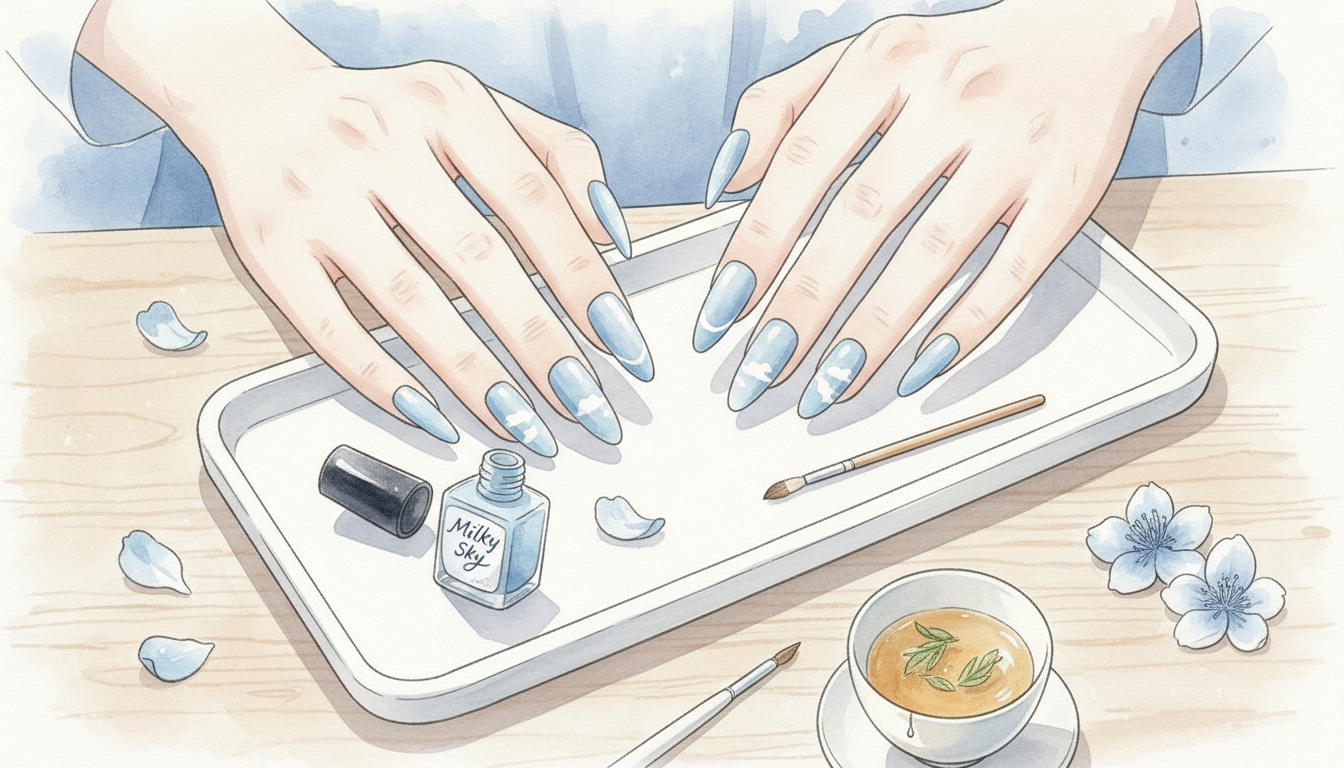 Soft and Airy Blue Nails