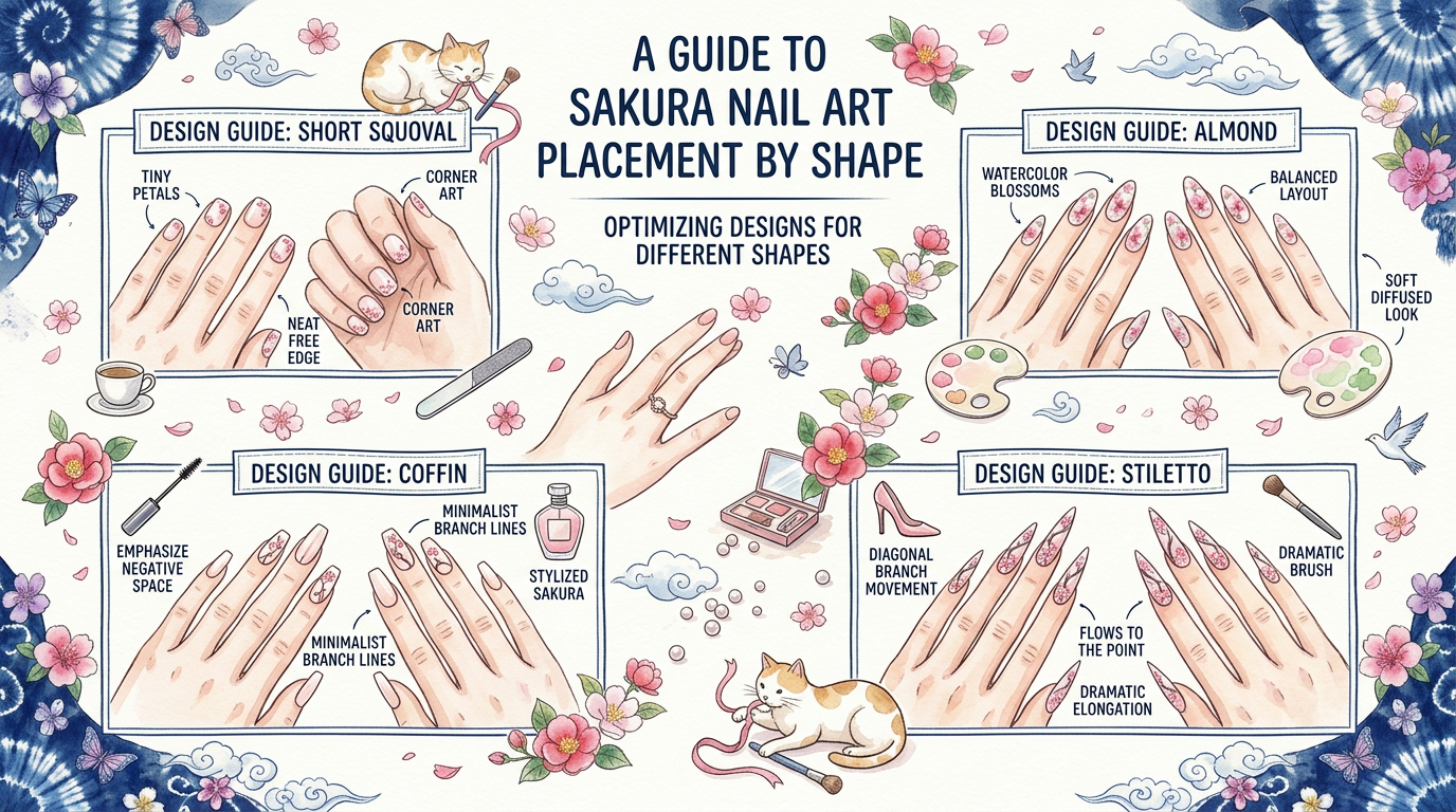How Cherry Blossom Nails Change by Shape