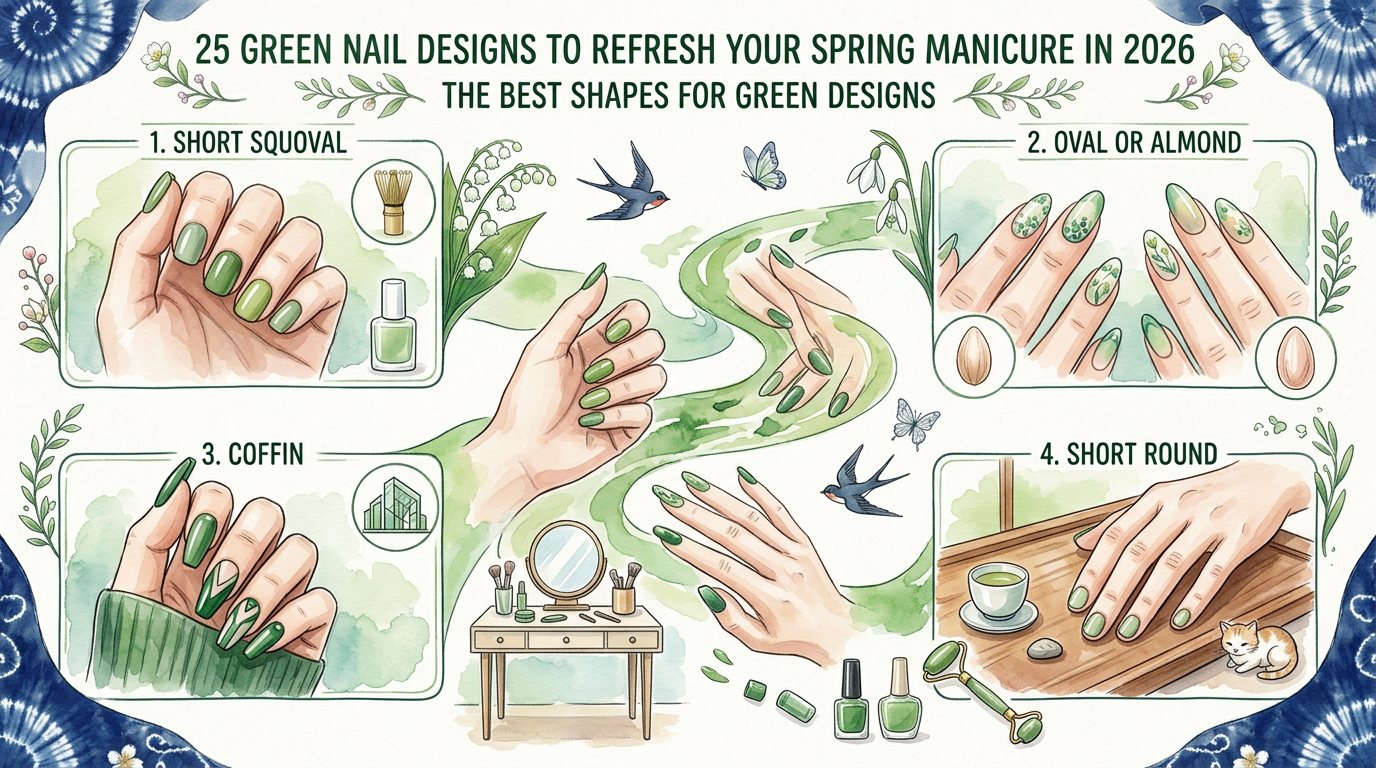 The Best Shapes for Green Nail Designs