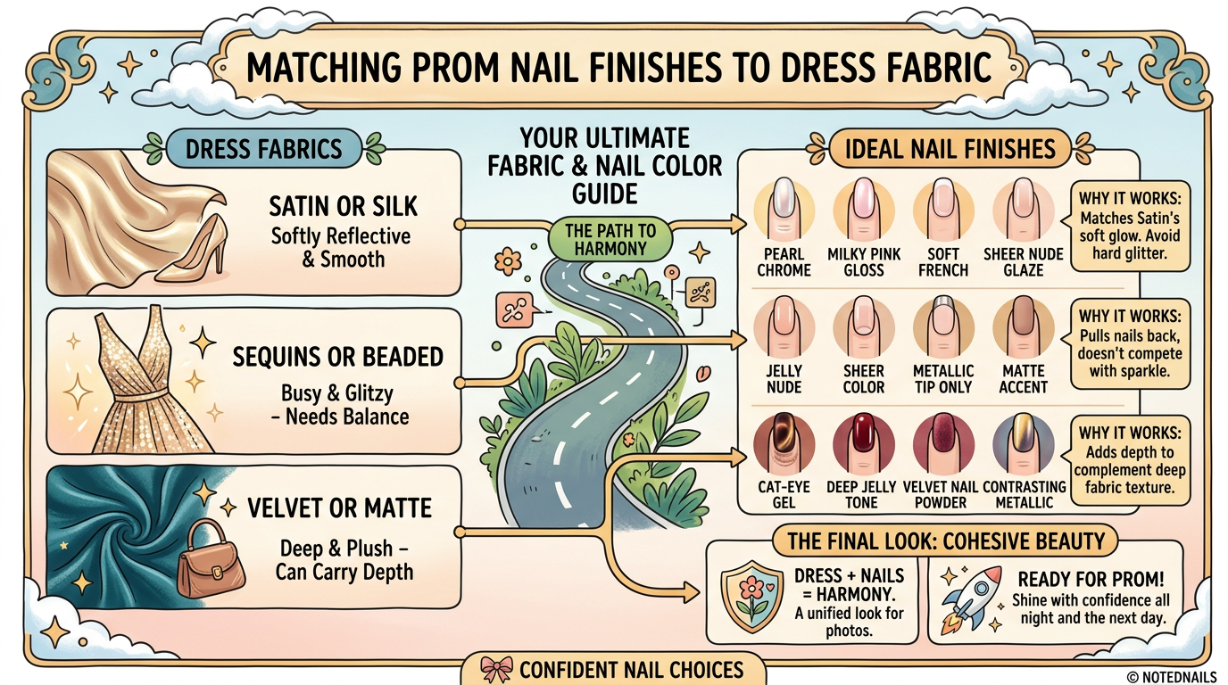 Match the Nail Finish to the Dress Fabric
